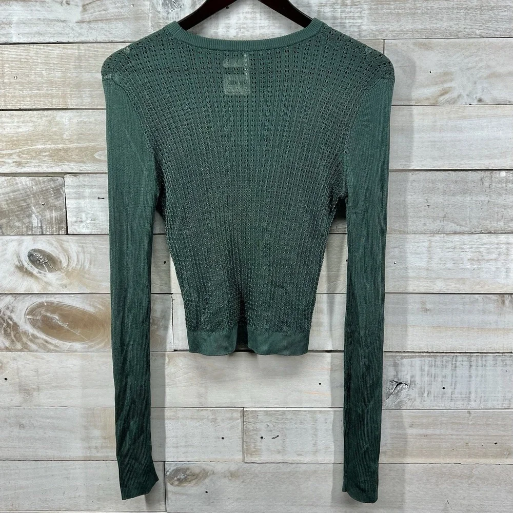 Free People H2O Open Knit Top Womens Small Green Jaded Lightweight‎ Boho